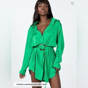 Princess Polly Teal Belted Shirt Dress